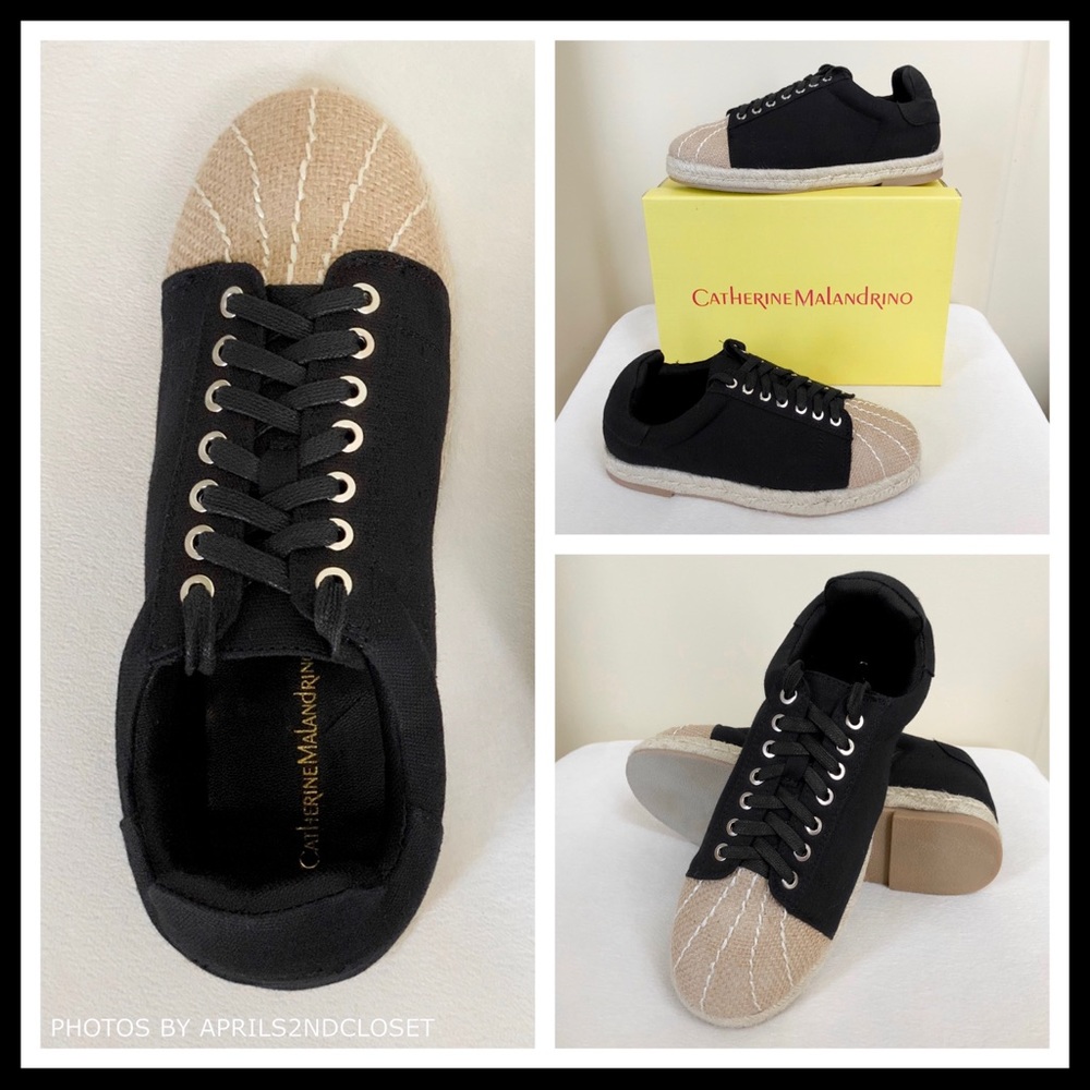 CATHERINE MALANDRINO BLACK ESPADRILLE SNEAKERS A3C - Picture 2 of 8